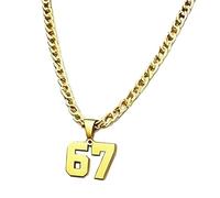 Number 67 Necklace - Stainless Steel Pendant, Funny Unisex Jewelry, Decorative Chain Charm | Fall Winter Thanksgiving Holiday Party Wear Fashion Accessory, Home Room Vacation Garden Indoor Outdoor