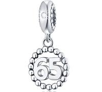 Number Bracelet Charms, 925 Sterling Silver Pendants/Beads Fit Pandora Charm Pulseras, Necklace, European Snake Chain,16/18/21/25/30/40/50/60 Dangling Charm for Birthday, Anniversary, Zirconia cúbica