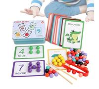 Number Cognitive Bead Games, Color Sorting Beads Matching Set, Number Game with Activity Cards, Recognition Learning Toy for Children Early Education Preschool Counting Aid