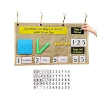 Number of The Day Pocket Chart,with 4 Hooks Interactive Magnetic Base Ten - Transparent Counting Caddie Pocket Charts - For Preschools Primary Schools Kindergartens Home Education Nurseries