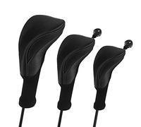 Number-one Fundas para Cabeza de Palo de Golf para híbridos de Conductor Fairway Woods, Juego de 3 Fundas de Malla de Cuello Largo con Etiquetas Intercambiables 3 4 5 6 7 X (Negro)