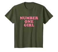 Number One Girl Camiseta, Niños, Verde Oliva, 10 años