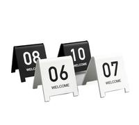 Number SignsTable, Tienda de mesa acrílica con números 1-5, banquete fiesta boda en restaurante blanco y negro doble cara(White-8cm,46-50)