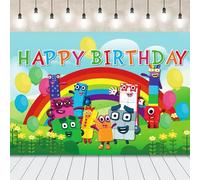 Numberblocks Fondo de Feliz Cumpleaños, Telón de Fondo de Fotografía Fondo de Foto, Pancarta de Feliz Cumpleaños Suministros de Fiesta para Decoraciones de Fiesta de Niños 1.5x0.9m
