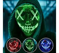 Numbudh - Mascarilla LED de Halloween (3 modos de iluminación, 21 cm x 17,5 cm), color rojo y verde azul
