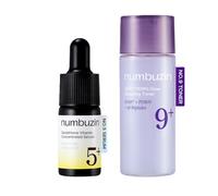 numbuzin - No.5+ Glutathione Vitamin Concentrated Serum - 10ml (1ea) & No.9 NAD+ PDRN Glow Boosting Toner - 30ml (1ea) Set