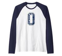Número 0 Navy Silver White Grunge Player Jersey Fan Camiseta Manga Raglan