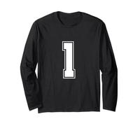 Numero 1 Big Bold Capital Varsity Alphabet Monograma Manga Larga