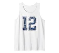 Número 12 Navy Silver White Grunge Player Jersey Fan Camiseta sin Mangas