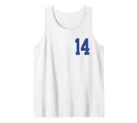 Número 14 Azul Estilo de Equipo Deportivo Universitario Camiseta sin Mangas