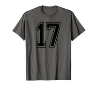 Número 17 College Sports Team en negro Camiseta