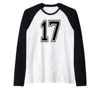 Número 17 College Sports Team en negro Camiseta Manga Raglan