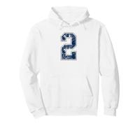 Número 2 Navy Silver White Grunge Player Jersey Fan Sudadera con Capucha