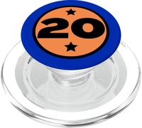 Número 20 Veinte Círculo Naranja Negro Edad Cumpleaños Retro PopSockets PopGrip para MagSafe
