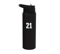 Número 21 - Camiseta retro numerada del equipo de fútbol de los años 80 y 90 Stainless Steel Insulated Water Bottle