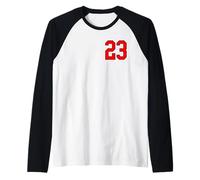 Número 23 Estilo de Equipo Deportivo Universitario Rojo Camiseta Manga Raglan