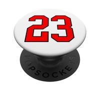 Número 23 Estilo de Equipo Deportivo Universitario Rojo PopSockets PopGrip Adhesivo
