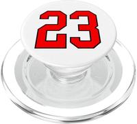 Número 23 Estilo de Equipo Deportivo Universitario Rojo PopSockets PopGrip para MagSafe