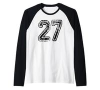 Número 27 Grungy College Sports Team ambos lados Camiseta Manga Raglan