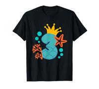 Número 3 con temática de sirena, fiesta de cumpleaños de tercer año Camiseta