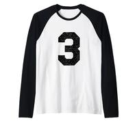 Número 3 de Deportes universitarios de Uniforme de Jersey, Tercer Lugar Camiseta Manga Raglan