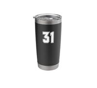 Número 31 - Camiseta minimalista de cumpleaños del equipo deportivo numerada Vaso térmico de acero inoxidable de doble pared