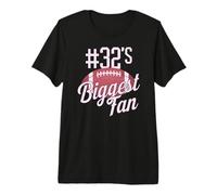 Número 32 Mayor Fan Fútbol Mamá Mujer Touchdown Game Day Camiseta Premium