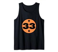 Número 33 Treinta y tres Naranja Negro Edad Cumpleaños Retro Camiseta sin Mangas