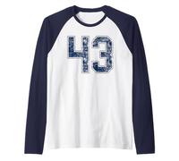 Número 43 Navy Silver White Grunge Player Jersey Fan Camiseta Manga Raglan