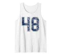 Número 48 Navy Silver White Grunge Player Jersey Fan Camiseta sin Mangas