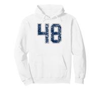 Número 48 Navy Silver White Grunge Player Jersey Fan Sudadera con Capucha