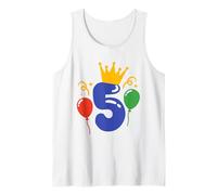 Número 5 con corona y globos - Celebración de cumpleaños Camiseta sin Mangas