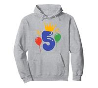 Número 5 con corona y globos - Celebración de cumpleaños Sudadera con Capucha