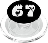 Número 67 Dragón de Fuego Estilo Fantasía Diseño Gráfico PopSockets PopGrip para MagSafe
