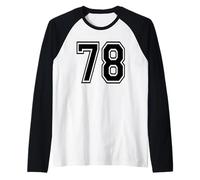 Número 78 College Sports Team en negro Camiseta Manga Raglan