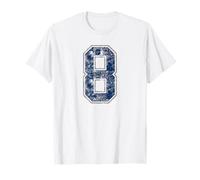 Número 8 Navy Silver White Grunge Player Jersey Fan Camiseta