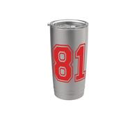 Número 81 en rojo Vaso térmico de acero inoxidable de doble pared