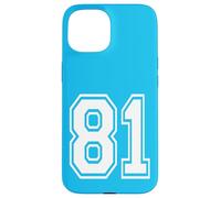Número 81 Estilo de Equipo Deportivo en Blanco Carcasa para iPhone 15