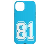 Número 81 Estilo de Equipo Deportivo en Blanco Carcasa para iPhone 15 Plus