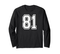 Número 81 Estilo de Equipo Deportivo en Blanco Manga Larga
