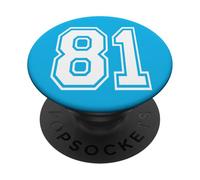 Número 81 Estilo de Equipo Deportivo en Blanco PopSockets PopGrip Adhesivo