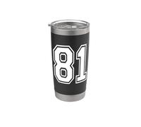 Número 81 estilo de equipo deportivo en blanco Vaso térmico de acero inoxidable de doble pared