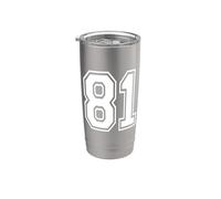 Número 81 estilo de equipo deportivo en blanco Vaso térmico de acero inoxidable de doble pared