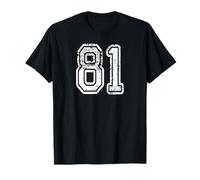Número 81 Grungy White Sports Team Style Camiseta