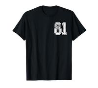 Número 81 Grungy White Sports Team Style Camiseta