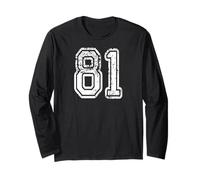 Número 81 Grungy White Sports Team Style Manga Larga