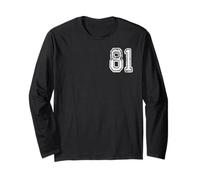 Número 81 Grungy White Sports Team Style Manga Larga