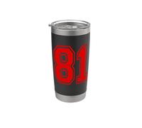 Número 81 Red Sports Team Style Vaso térmico de acero inoxidable de doble pared