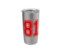 Número 81 Red Sports Team Style Vaso térmico de acero inoxidable de doble pared
