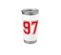 Número 97 en Red Sports Team Style Vaso térmico de acero inoxidable de doble pared